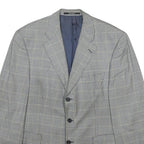 YVES SAINT LAURENT Mens Grey Wool Blend Button Jacket L Checked Classic Blazer