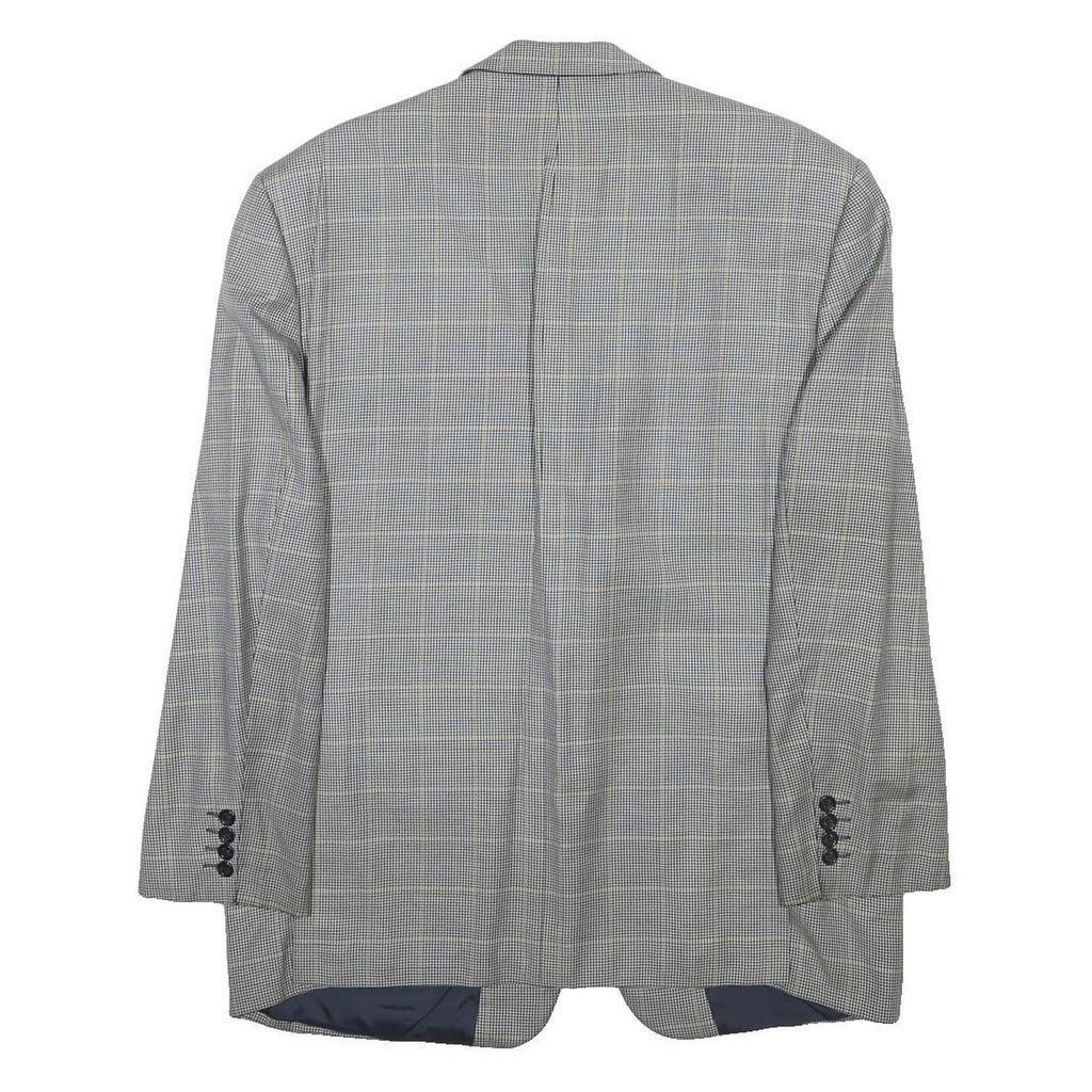 YVES SAINT LAURENT Mens Grey Wool Blend Button Jacket L Checked Classic Blazer