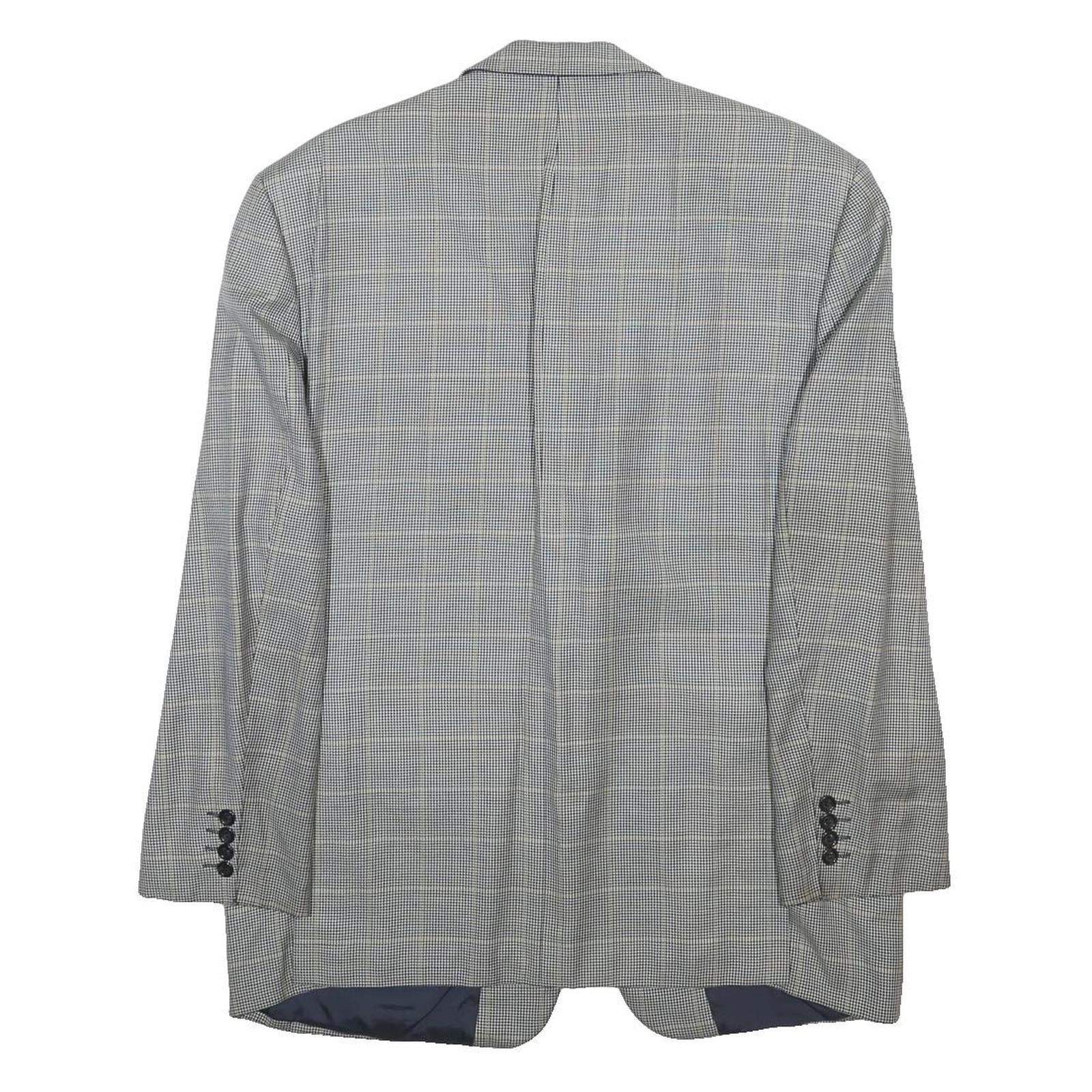 YVES SAINT LAURENT Mens Grey Wool Blend Button Jacket L Checked Classic Blazer