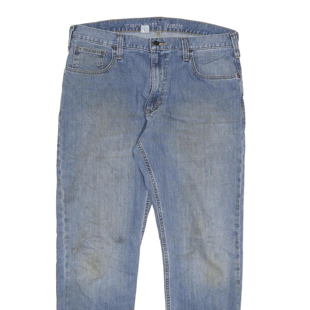 CARHARTT Mens Relaxed Fit Blue Denim Jeans W36 L32 Casual Workwear Zip Closure