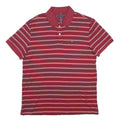 TOMMY HILFIGER Mens Red & Navy Striped Short Sleeve Polo Shirt M Cotton Casual