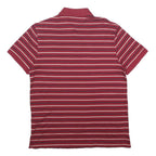 TOMMY HILFIGER Mens Red & Navy Striped Short Sleeve Polo Shirt M Cotton Casual