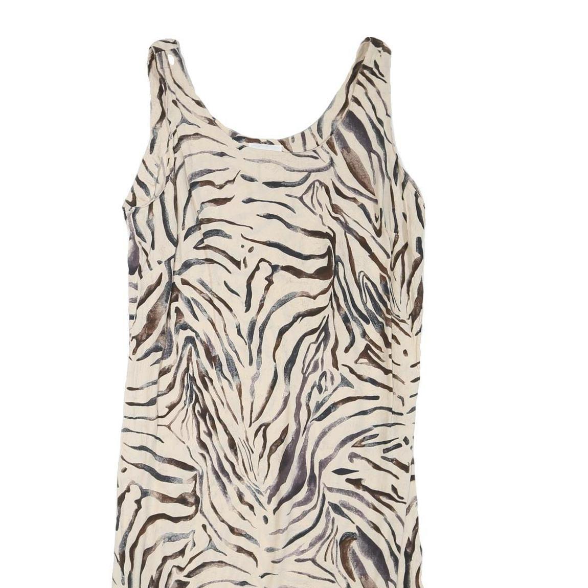 ROBBIE BEE Womens Cream Animal Print Sleeveless Day Dress Polyester Blend L