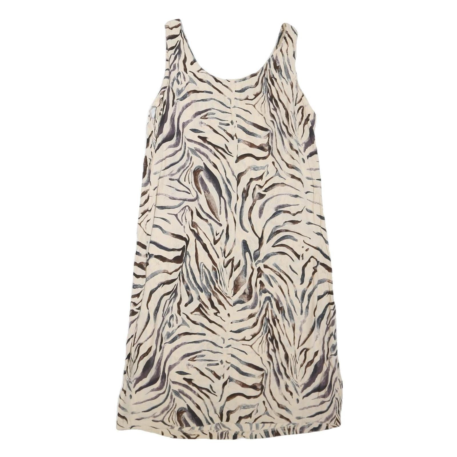 ROBBIE BEE Womens Cream Animal Print Sleeveless Day Dress Polyester Blend L