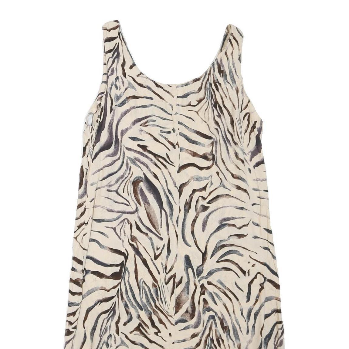 ROBBIE BEE Womens Cream Animal Print Sleeveless Day Dress Polyester Blend L