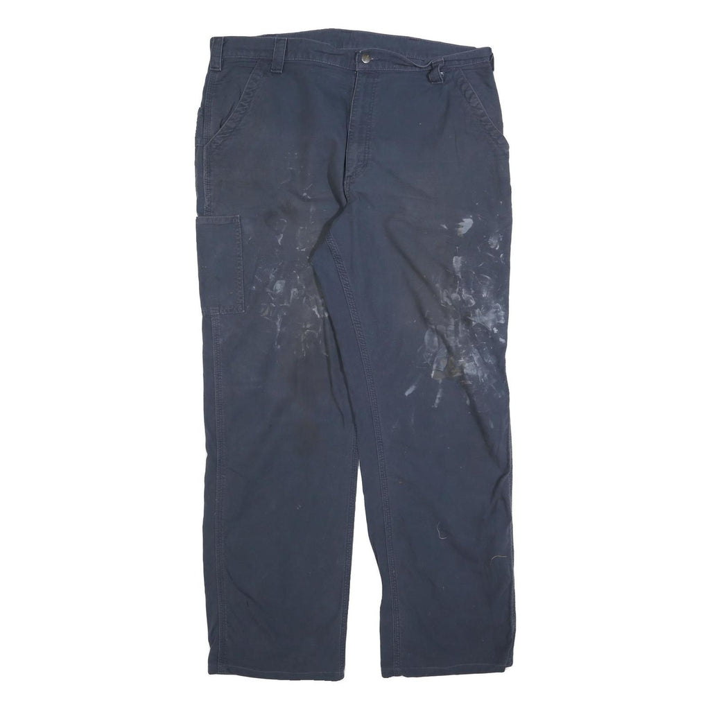 CARHARTT Mens Navy Blue Cotton Blend Relaxed Straight Trousers W40 L36 Workwear