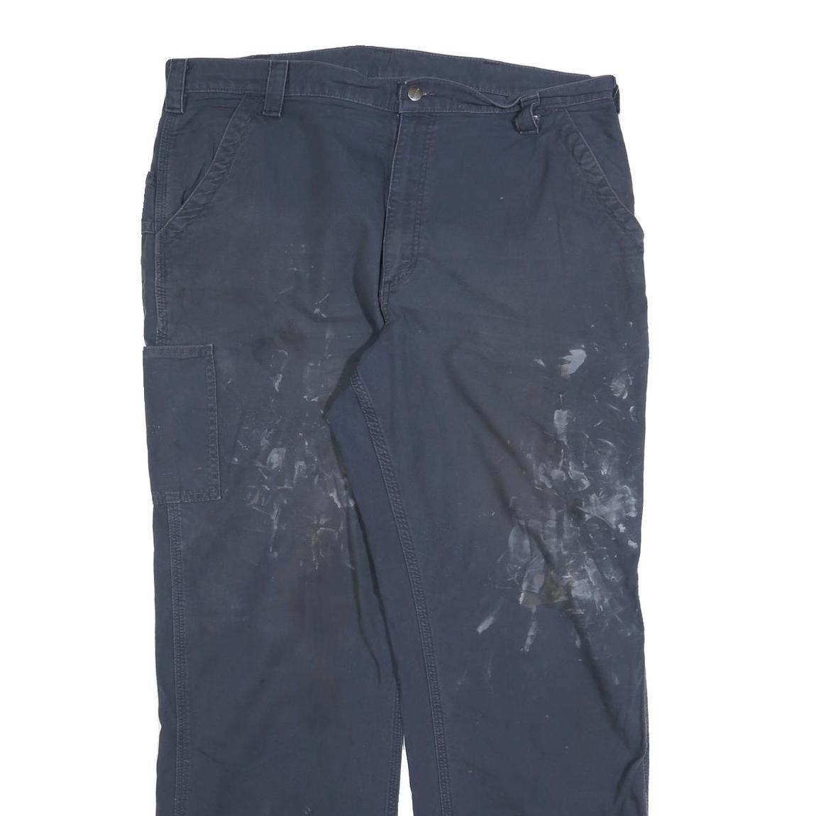 CARHARTT Mens Navy Blue Cotton Blend Relaxed Straight Trousers W40 L36 Workwear