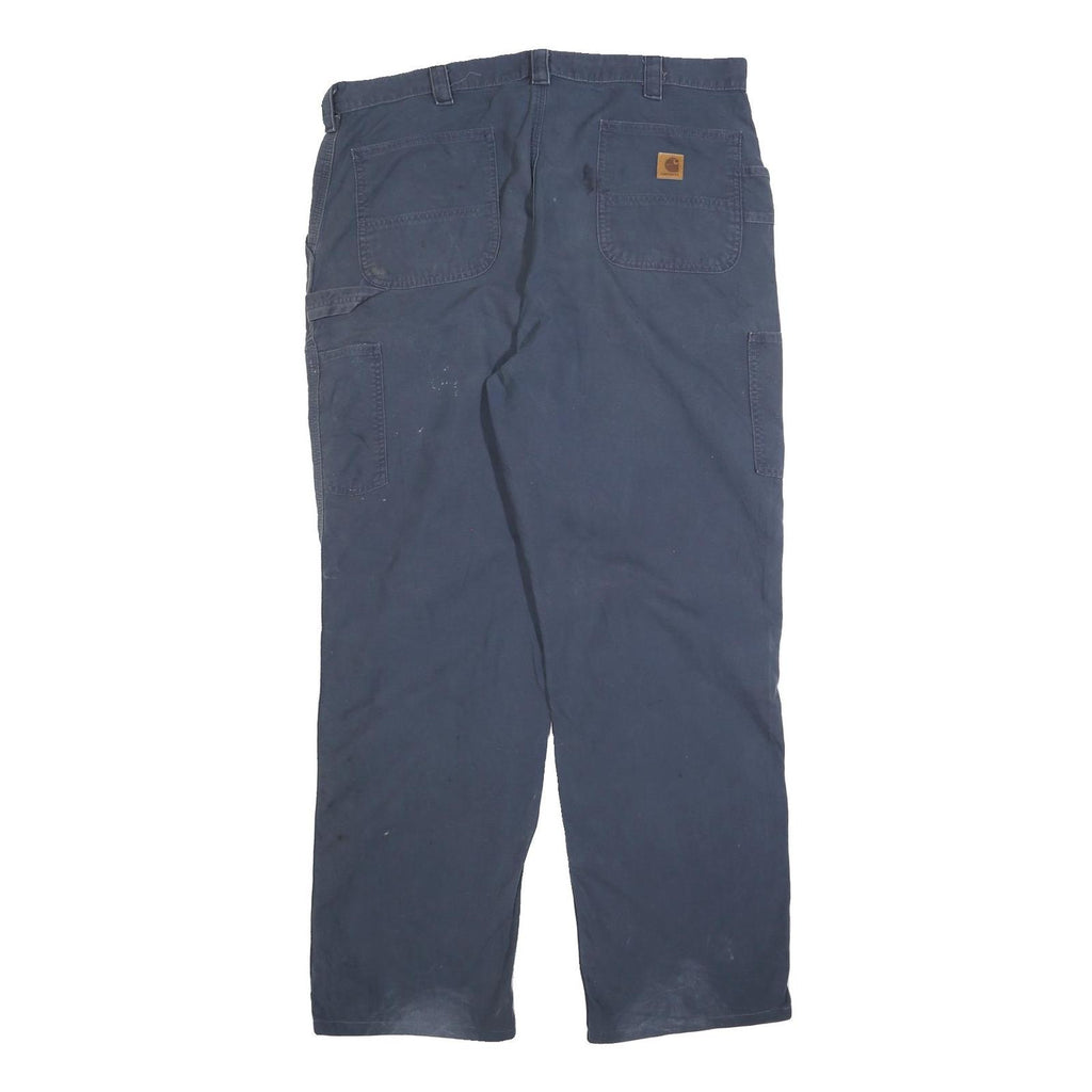 CARHARTT Mens Navy Blue Cotton Blend Relaxed Straight Trousers W40 L36 Workwear