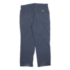 CARHARTT Mens Navy Blue Cotton Blend Relaxed Straight Trousers W40 L36 Workwear