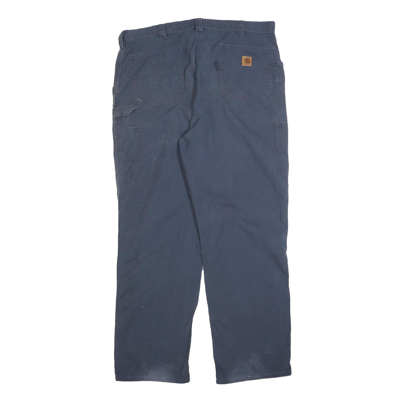 CARHARTT Mens Navy Blue Cotton Blend Relaxed Straight Trousers W40 L36 Workwear