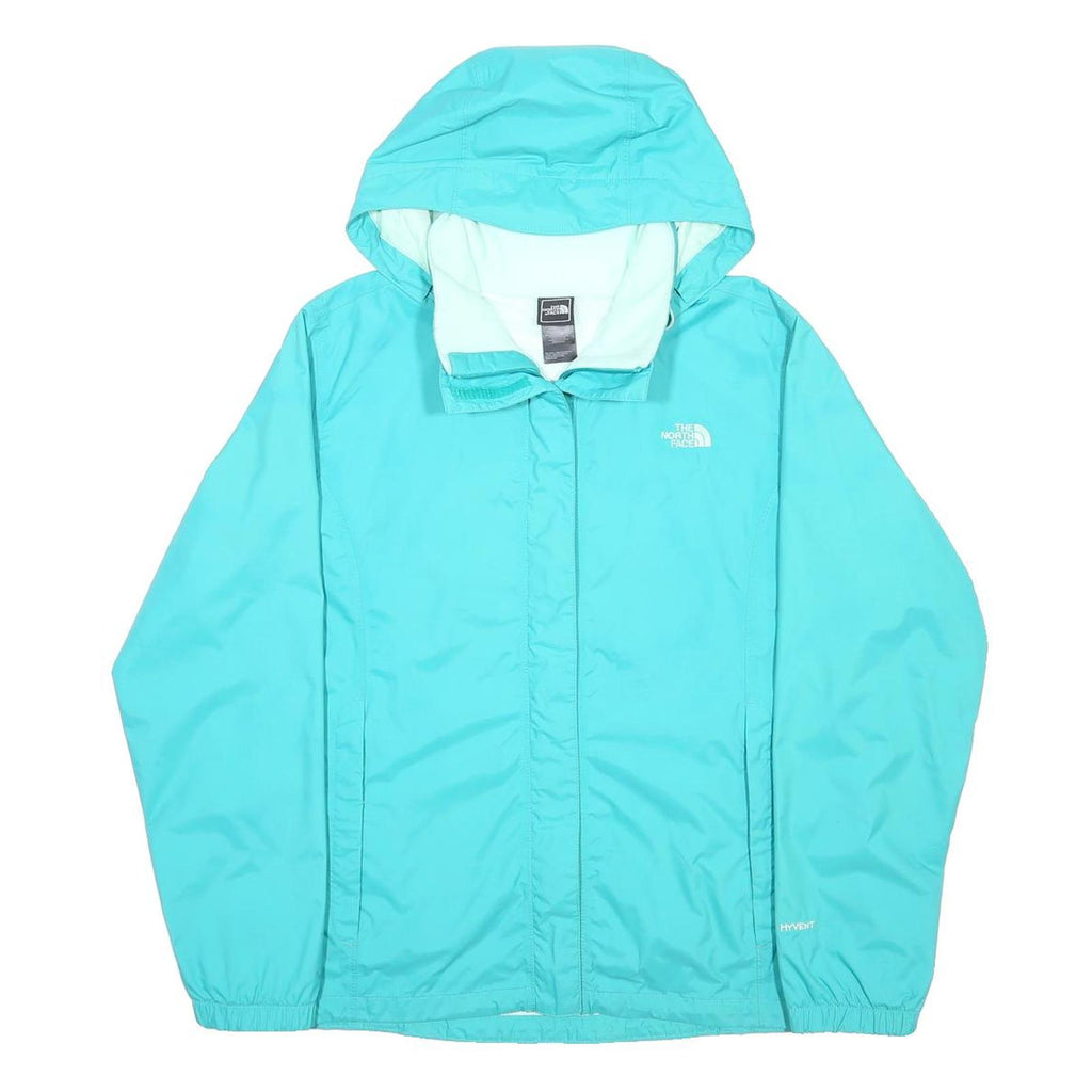 THE NORTH FACE Womens Blue XL Nylon Jacket Plain Hooded Zip Outdoor Waterproof