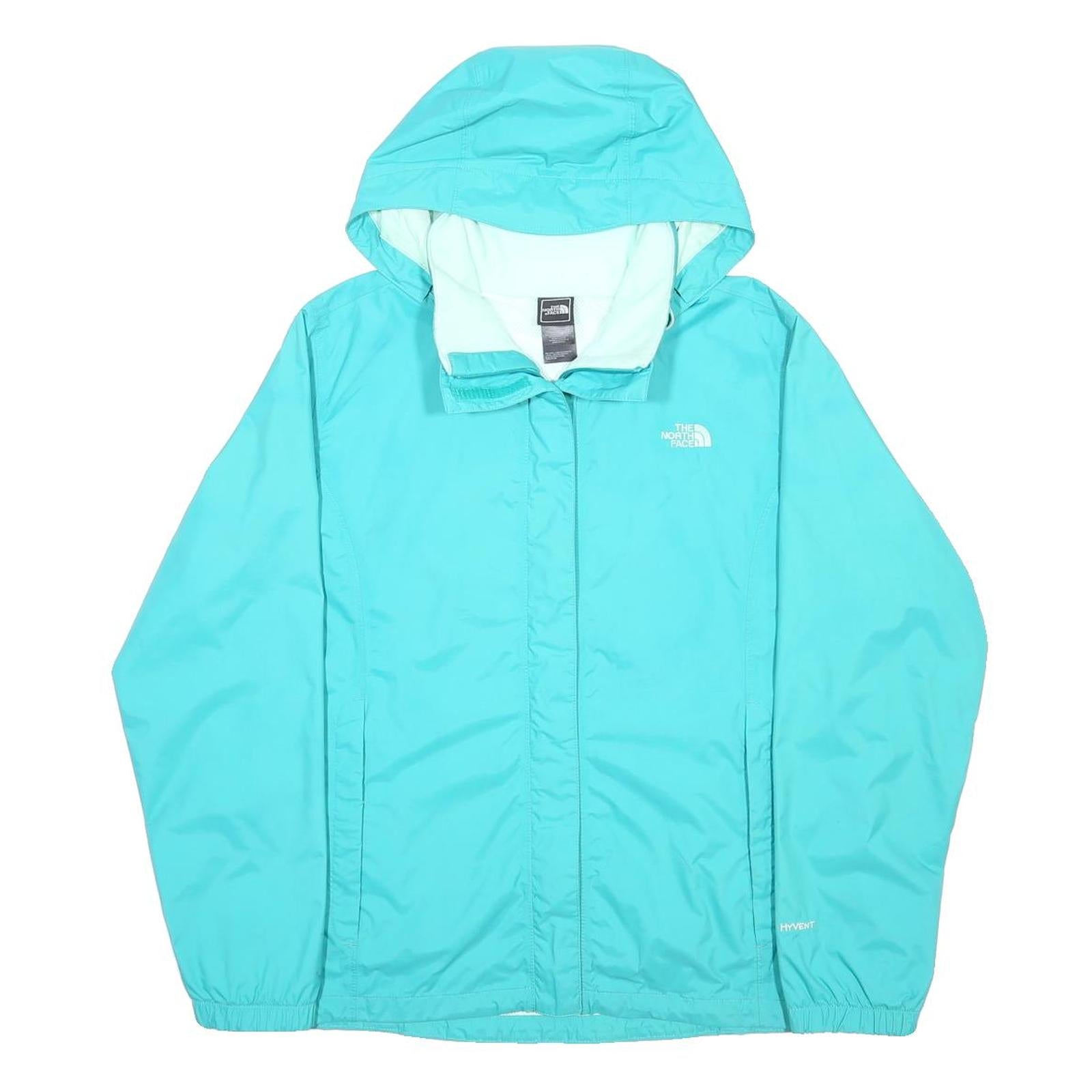 THE NORTH FACE Womens Blue XL Nylon Jacket Plain Hooded Zip Outdoor Waterproof