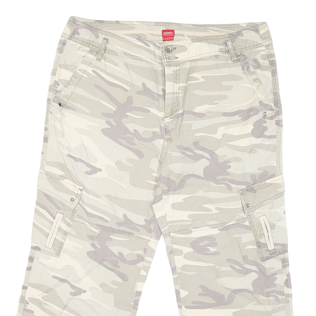 ESPRIT Mens Shorts Beige & Grey Camouflage Cargo L W36 Comfortable Fit