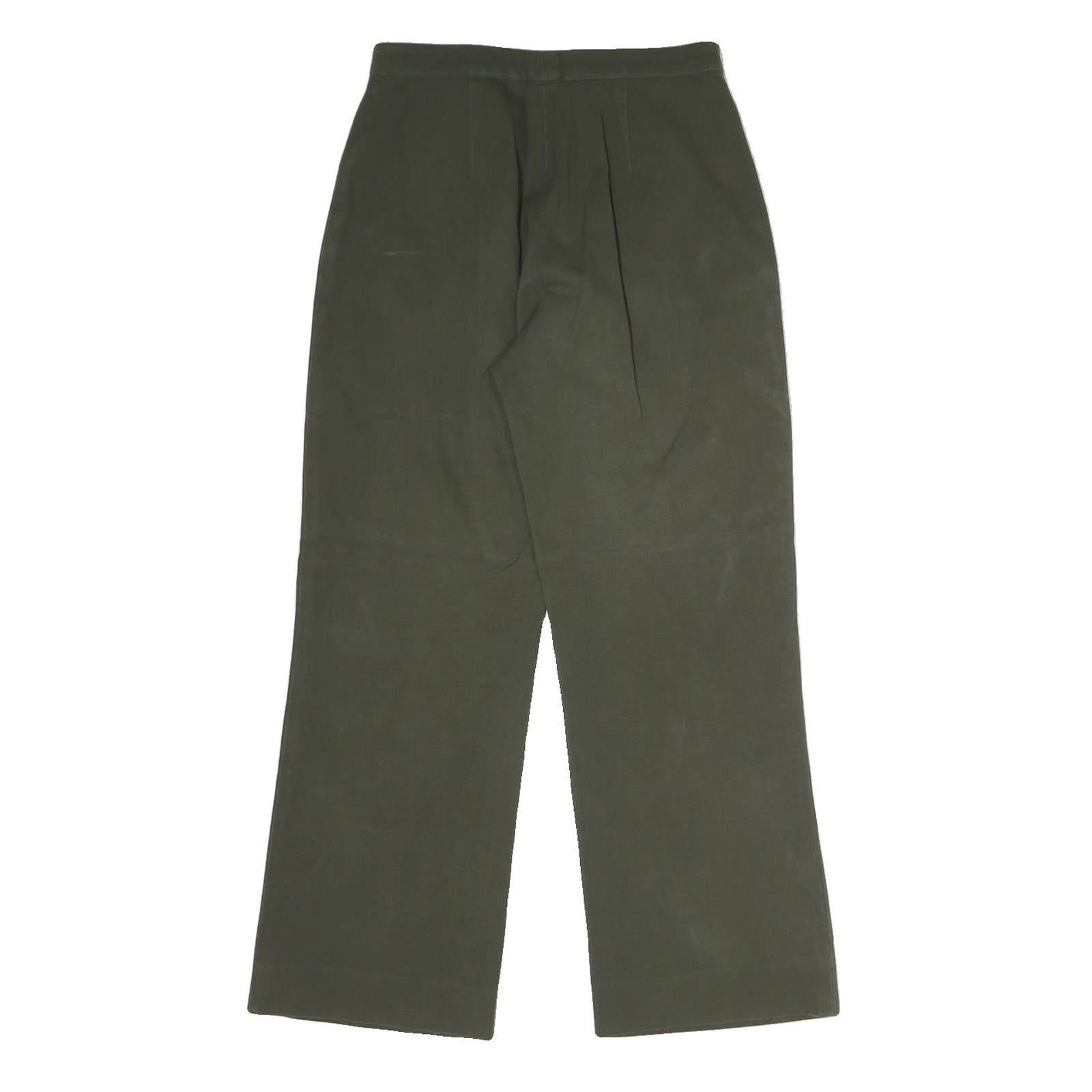 LAUREN RALPH LAUREN Womens Cotton Green Regular Straight Trousers W26 L25