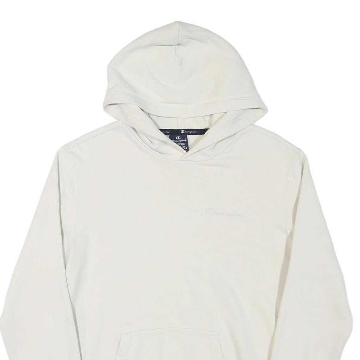 CHAMPION Mens White Pullover Hoodie M Cotton Blend Casual Classic