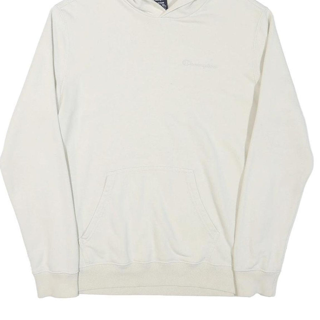 CHAMPION Mens White Pullover Hoodie M Cotton Blend Casual Classic