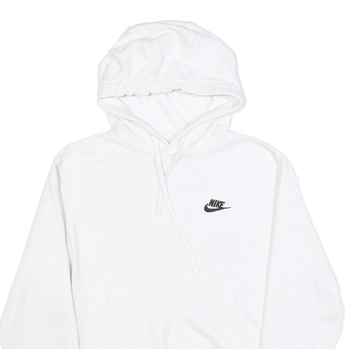 NIKE Mens White Pullover Hoodie S S Logo Cotton Blend Casual