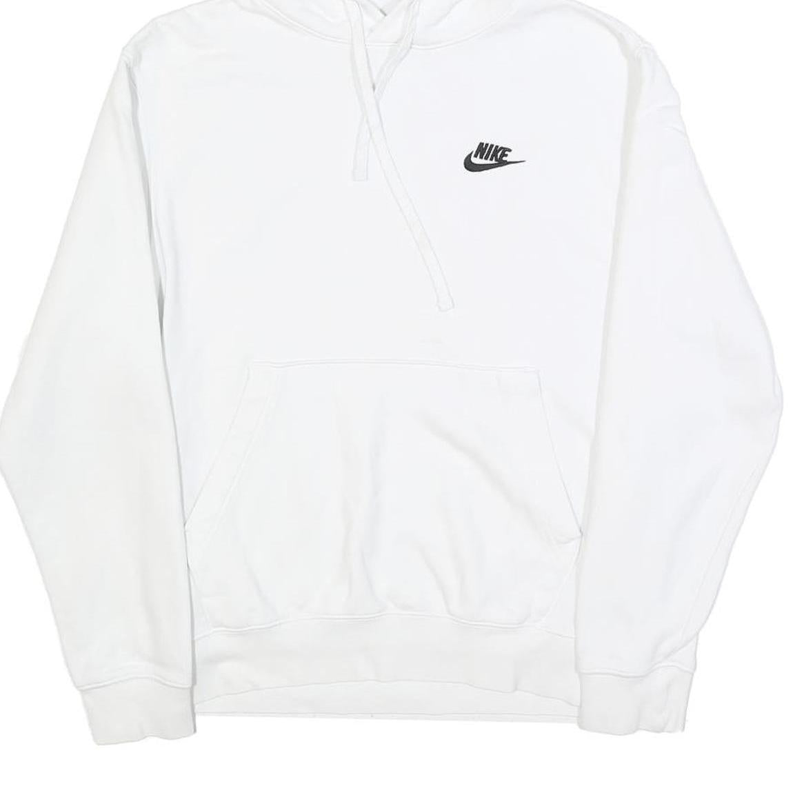 NIKE Mens White Pullover Hoodie S S Logo Cotton Blend Casual