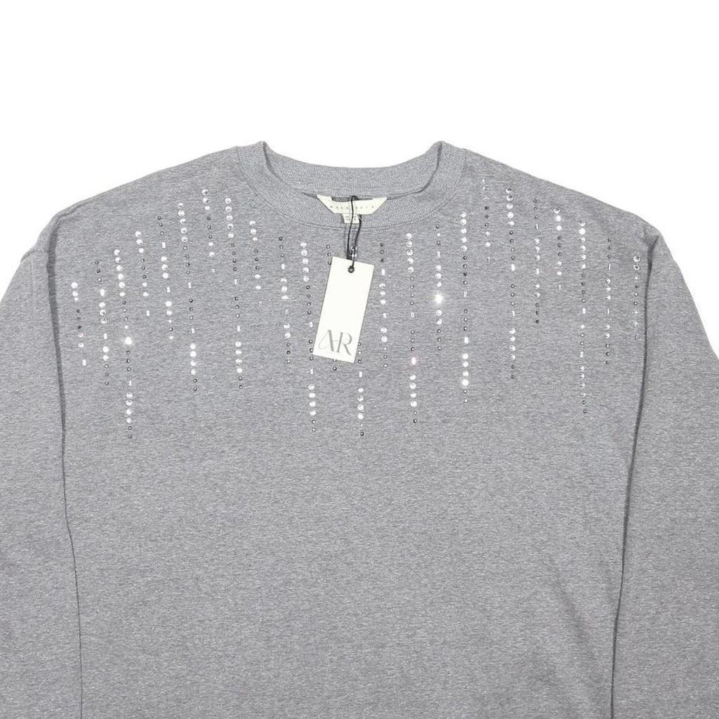 AMARA REYA Womens Grey Sweatshirt Crew Neck UK 10 Cotton Blend Embellished