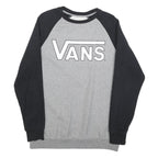 VANS Mens Grey & Black Crew Neck M Cotton Blend Sweatshirt Printed Logo