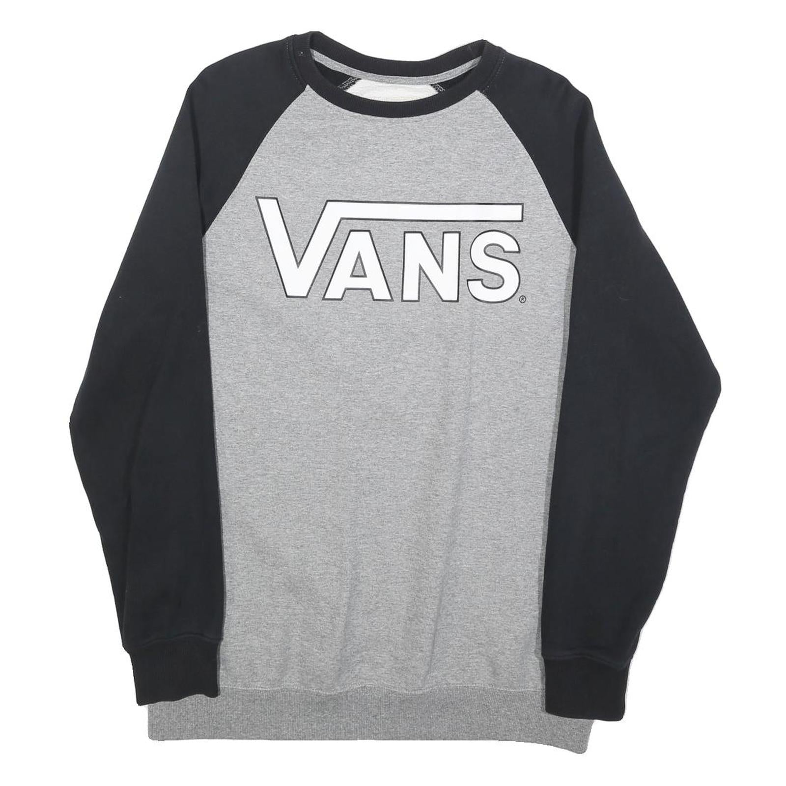 VANS Mens Grey & Black Crew Neck M Cotton Blend Sweatshirt Printed Logo
