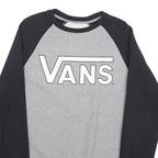 VANS Mens Grey & Black Crew Neck M Cotton Blend Sweatshirt Printed Logo