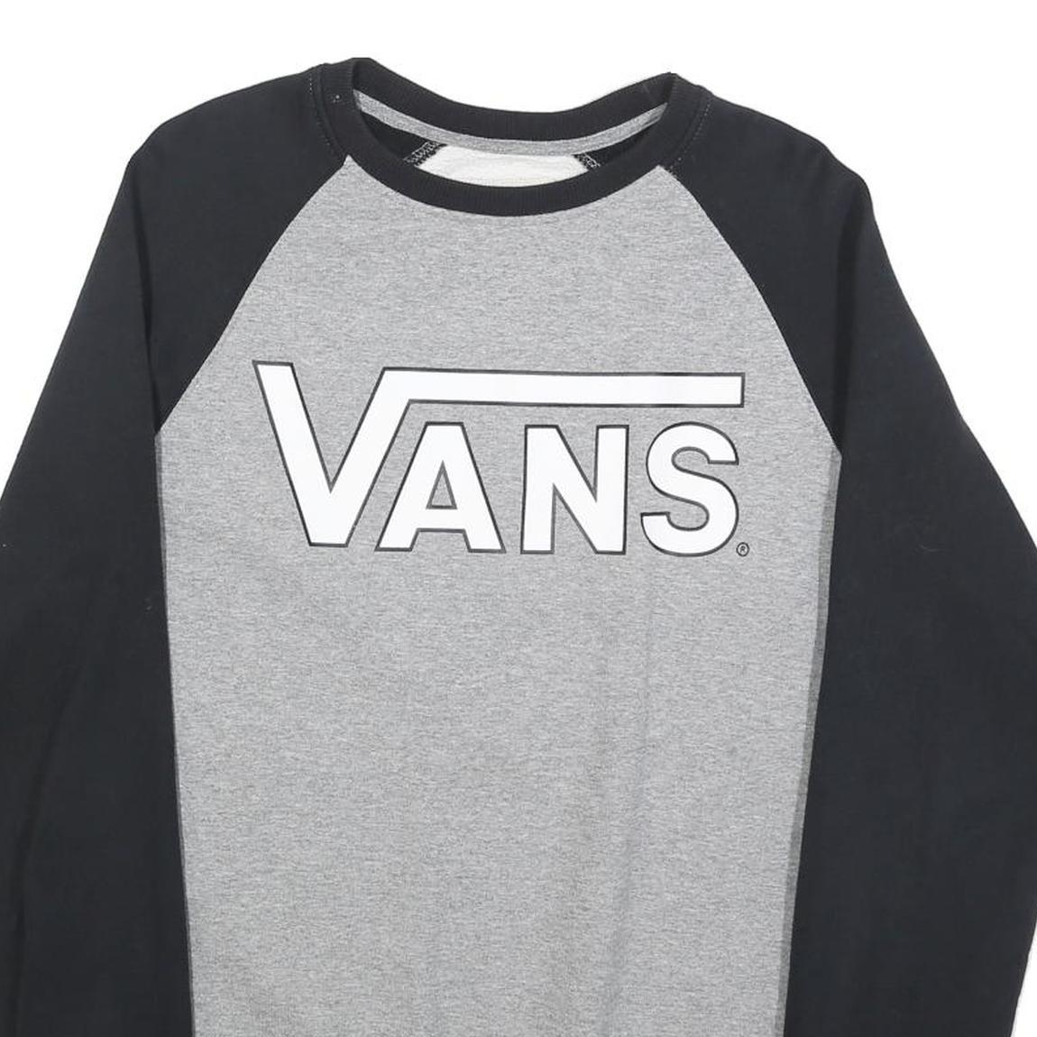VANS Mens Grey & Black Crew Neck M Cotton Blend Sweatshirt Printed Logo