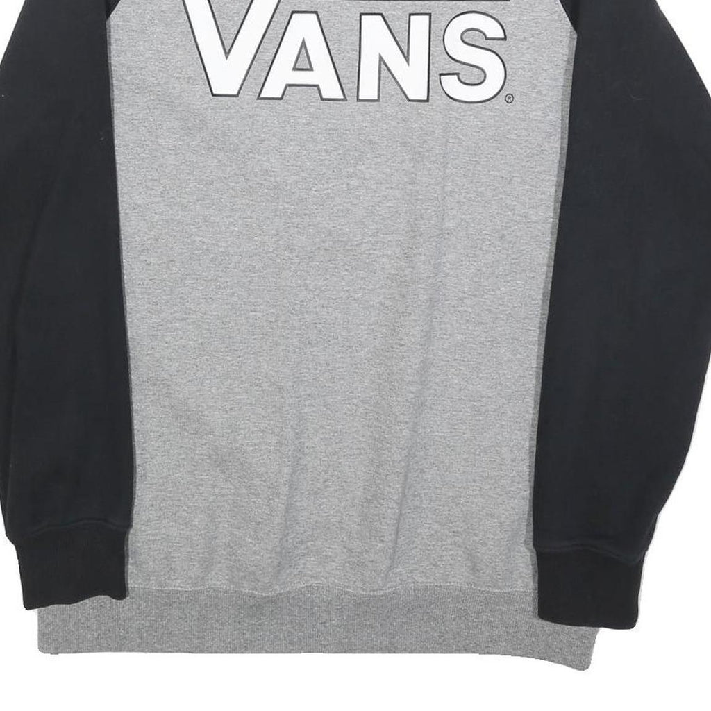VANS Mens Grey & Black Crew Neck M Cotton Blend Sweatshirt Printed Logo