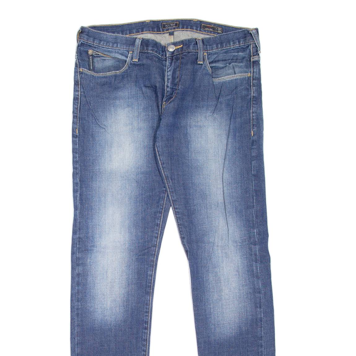 ARMANI JEANS J10 Mens Jeans Blue Slim Straight Stone Wash W33 L34