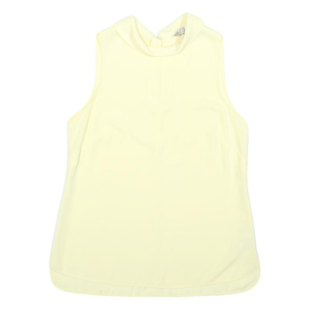 COAST Womens Yellow Sleeveless Top High Neck Plain UK 8 Summer Elegant