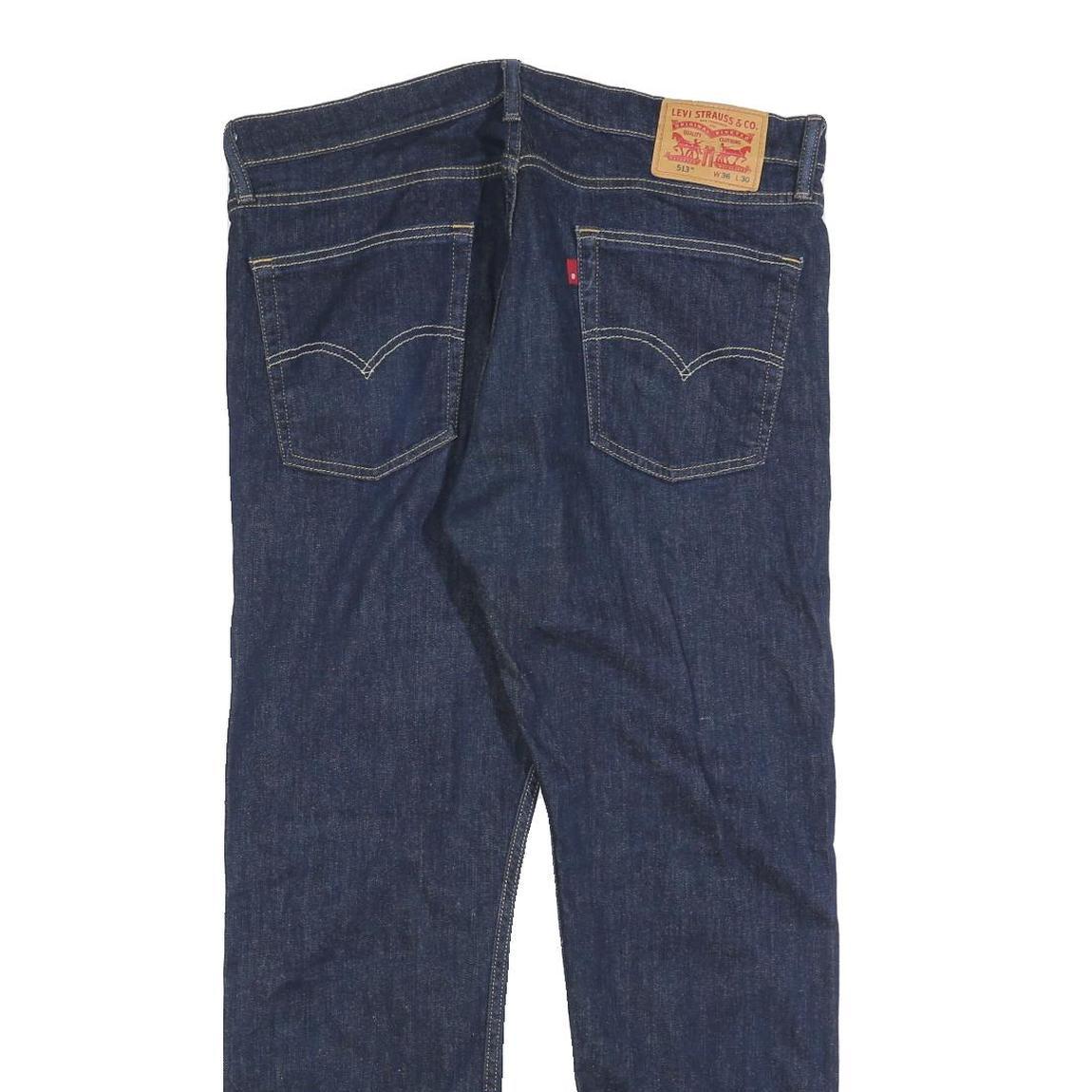 LEVI'S 513 Mens Jeans Blue Regular Straight Denim Raw W36 L30 Zip Cotton Blend