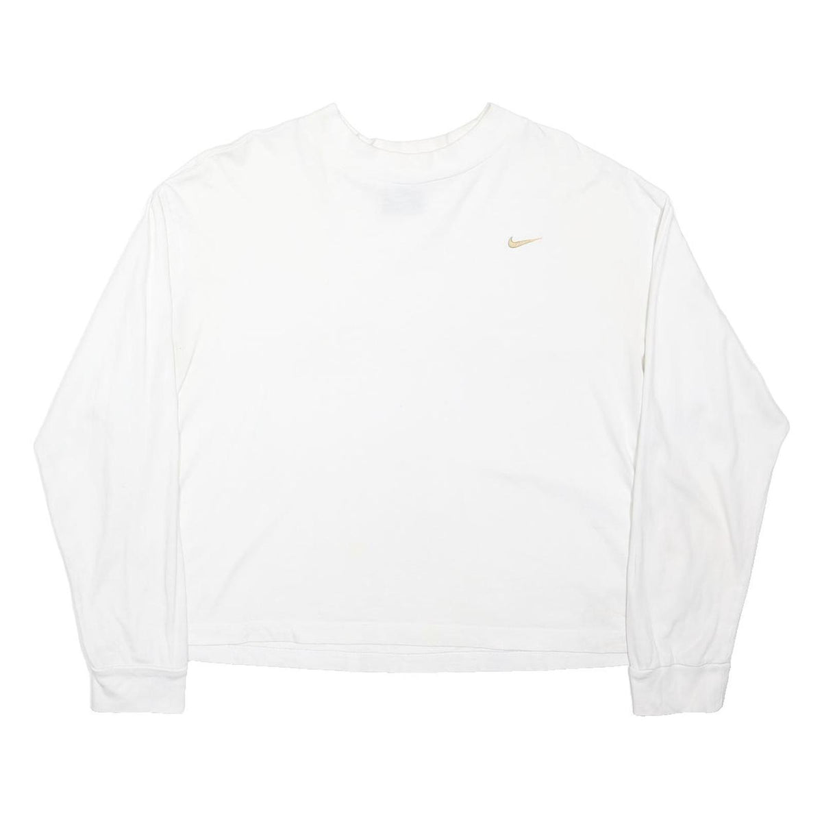 NIKE Womens White Graphic T-Shirt L Long Sleeve Crew Neck Casual