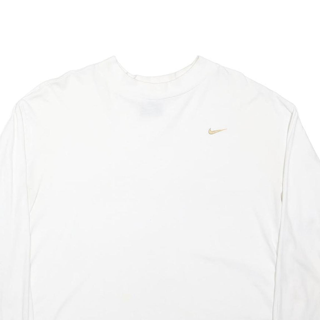 NIKE Womens White Graphic T-Shirt L Long Sleeve Crew Neck Casual
