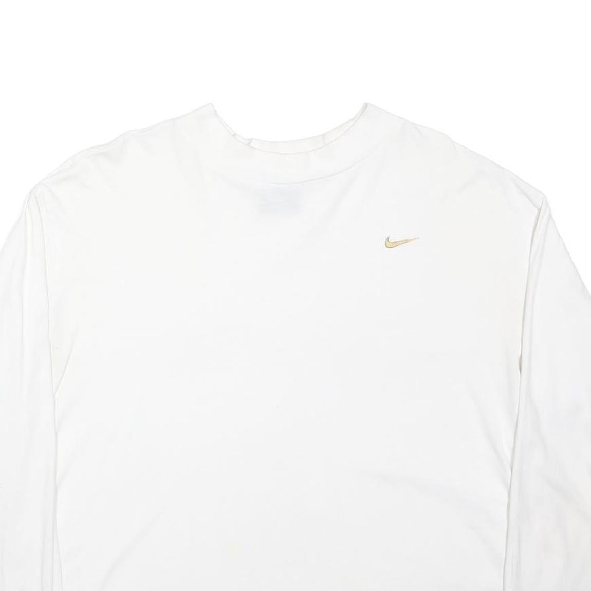 NIKE Womens White Graphic T-Shirt L Long Sleeve Crew Neck Casual