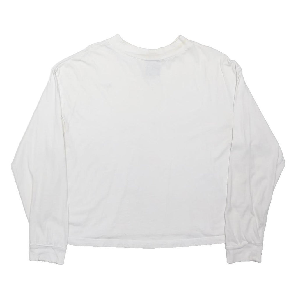 NIKE Womens White Graphic T-Shirt L Long Sleeve Crew Neck Casual