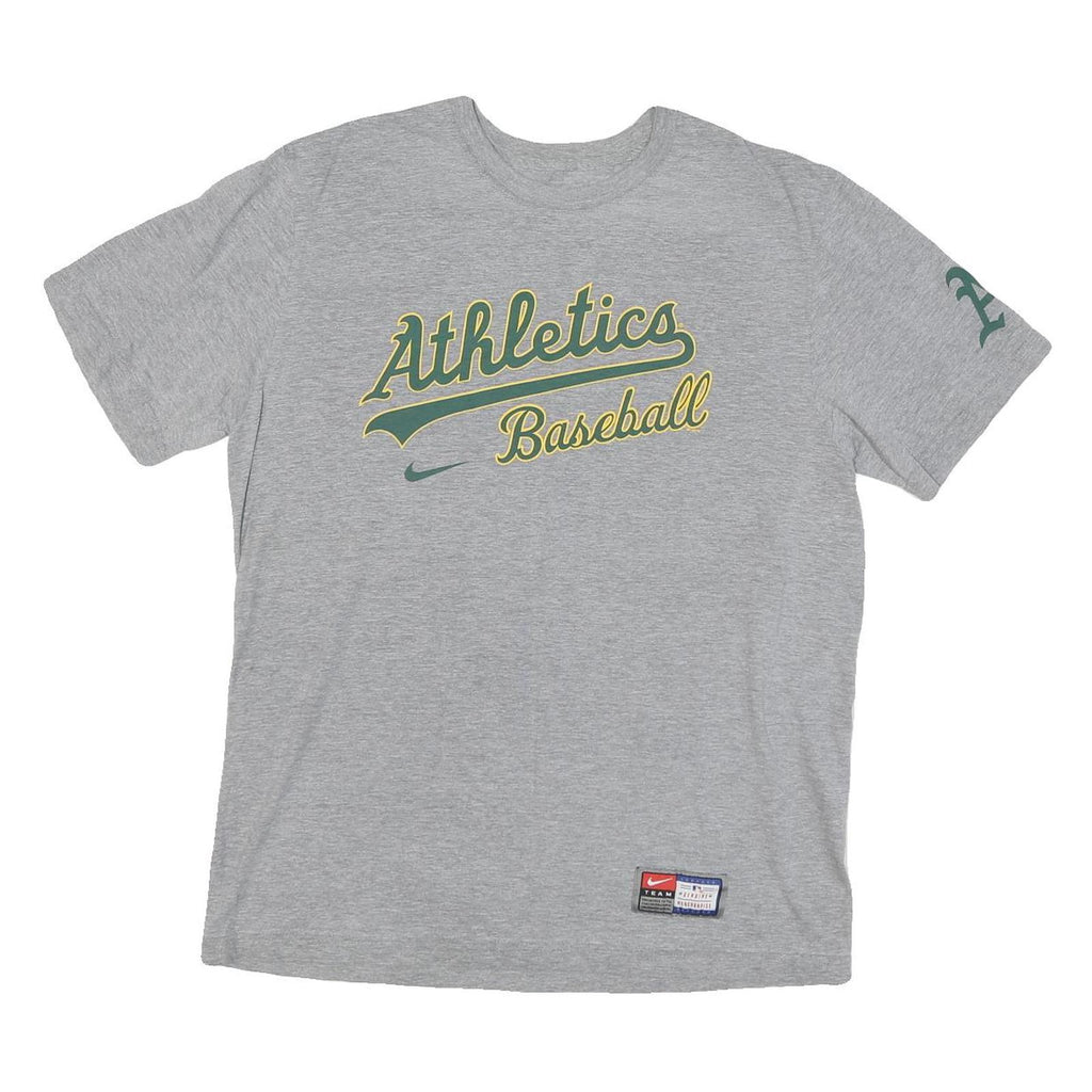 NIKE Mens Grey Athletics Baseball T-Shirt L Short Sleeve Crew Neck Sportswear