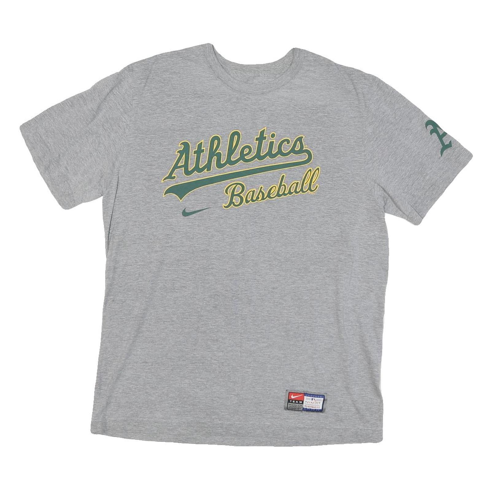 NIKE Mens Grey Athletics Baseball T-Shirt L Short Sleeve Crew Neck Sportswear