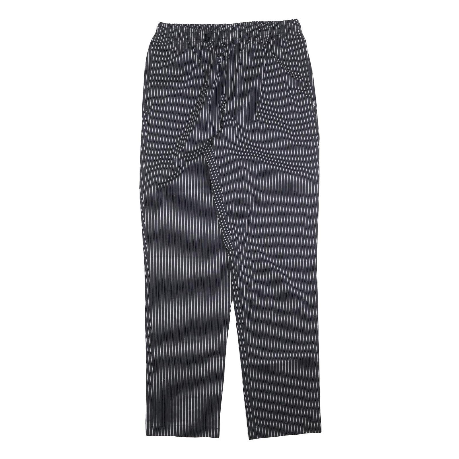 LUTTEURS Mens Cotton Blend Black Pinstripe Regular Fit Trousers W32 L32