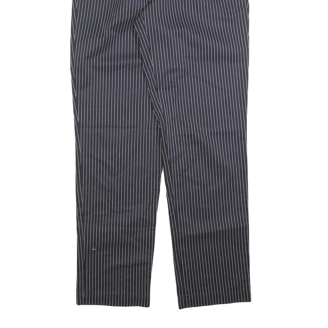 LUTTEURS Mens Cotton Blend Black Pinstripe Regular Fit Trousers W32 L32
