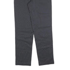 LUTTEURS Mens Cotton Blend Black Pinstripe Regular Fit Trousers W32 L32