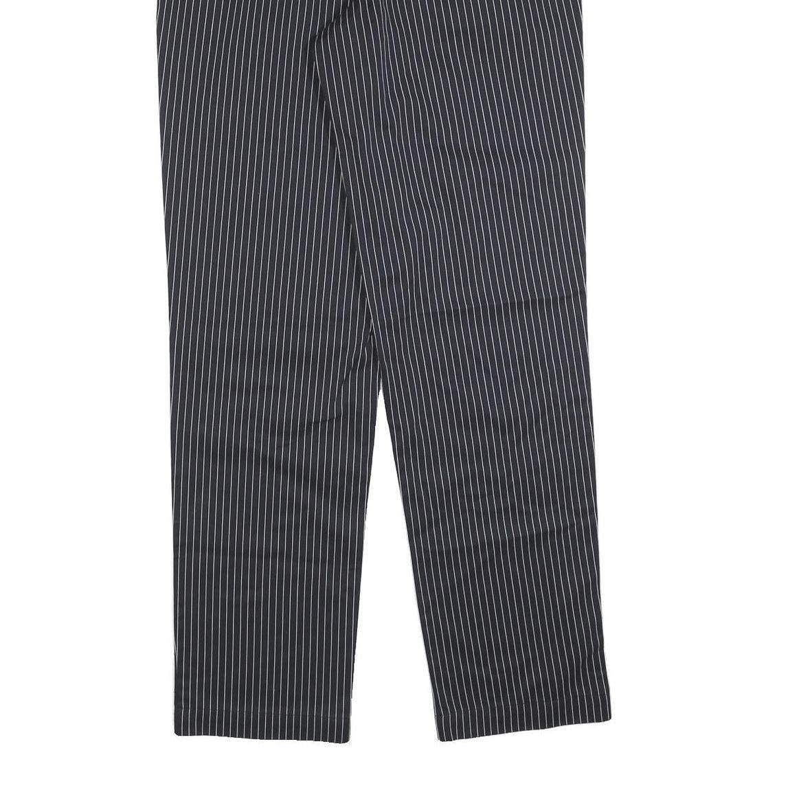 LUTTEURS Mens Cotton Blend Black Pinstripe Regular Fit Trousers W32 L32