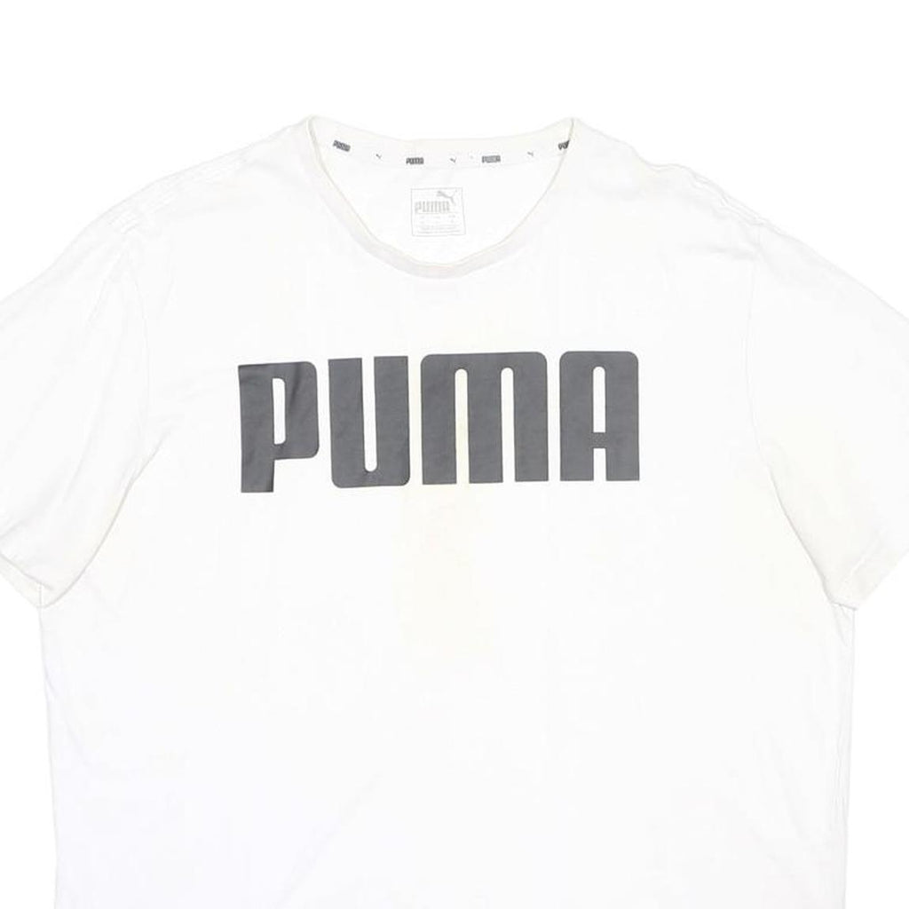 PUMA Mens White XL Graphic T-Shirt Short Sleeve Crew Neck Cotton Blend Casual