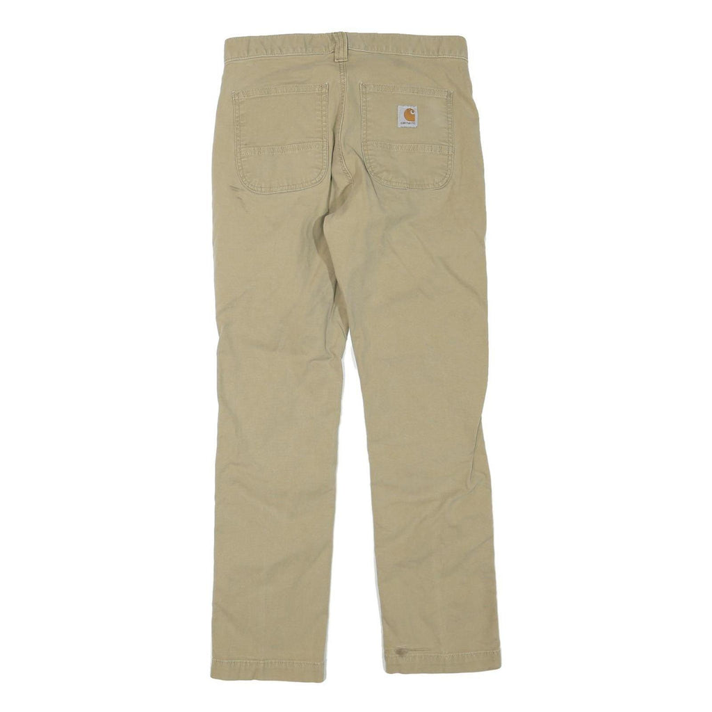 CARHARTT Mens Jeans Beige Regular Straight Denim W30 L30 Workwear Zip Closure