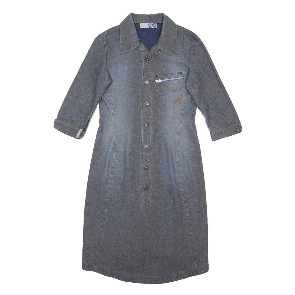 RIP CURL GIRL Womens Blue Denim Shirt Dress Cotton Midi M Zip Pocket