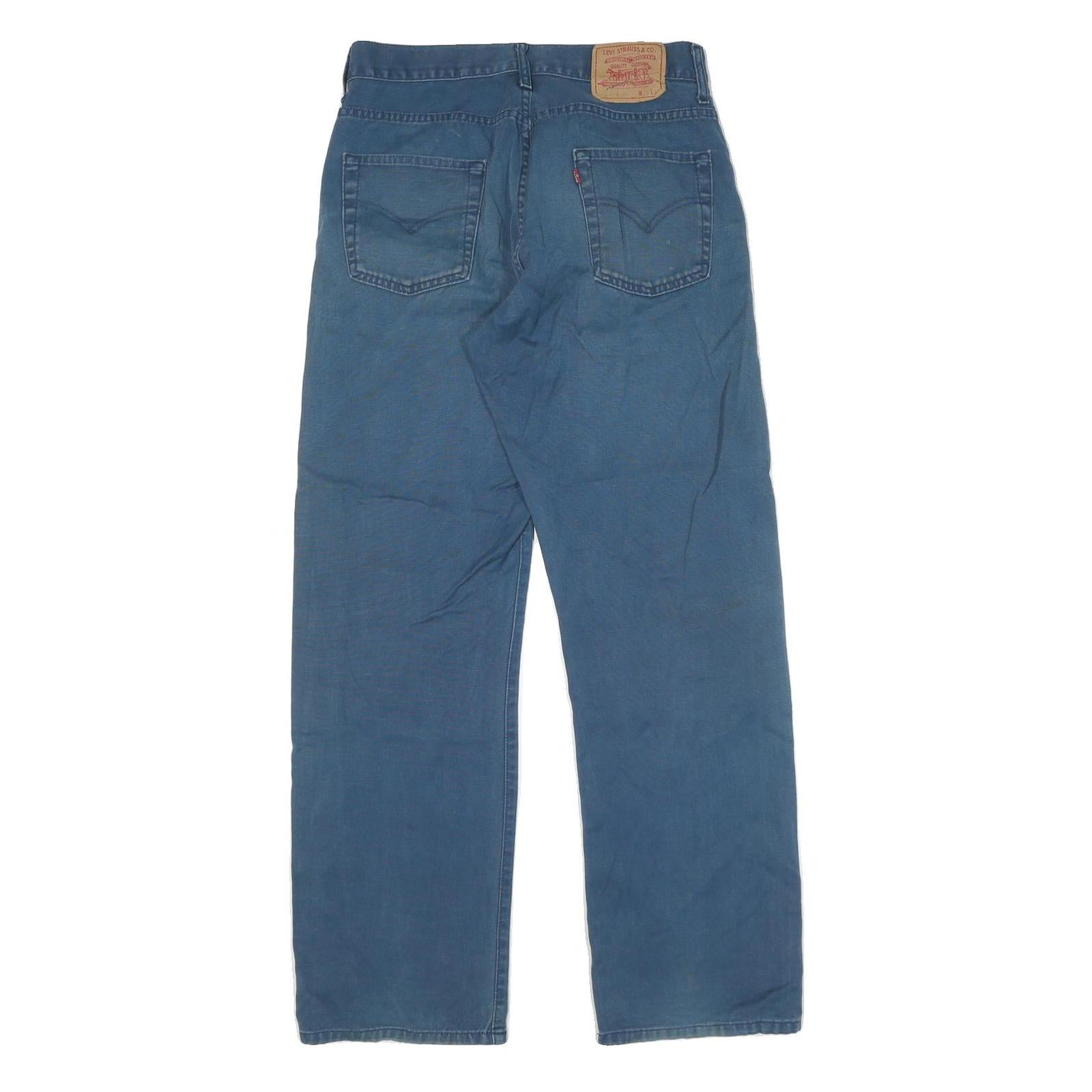 LEVI'S Mens Cotton Blue Regular Straight Trousers W32 L32 Classic Zip Closure