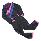 TIPSY SLEEVE Womens Black & Pink Blue Contrast Dungarees XS W36 L28 Retro