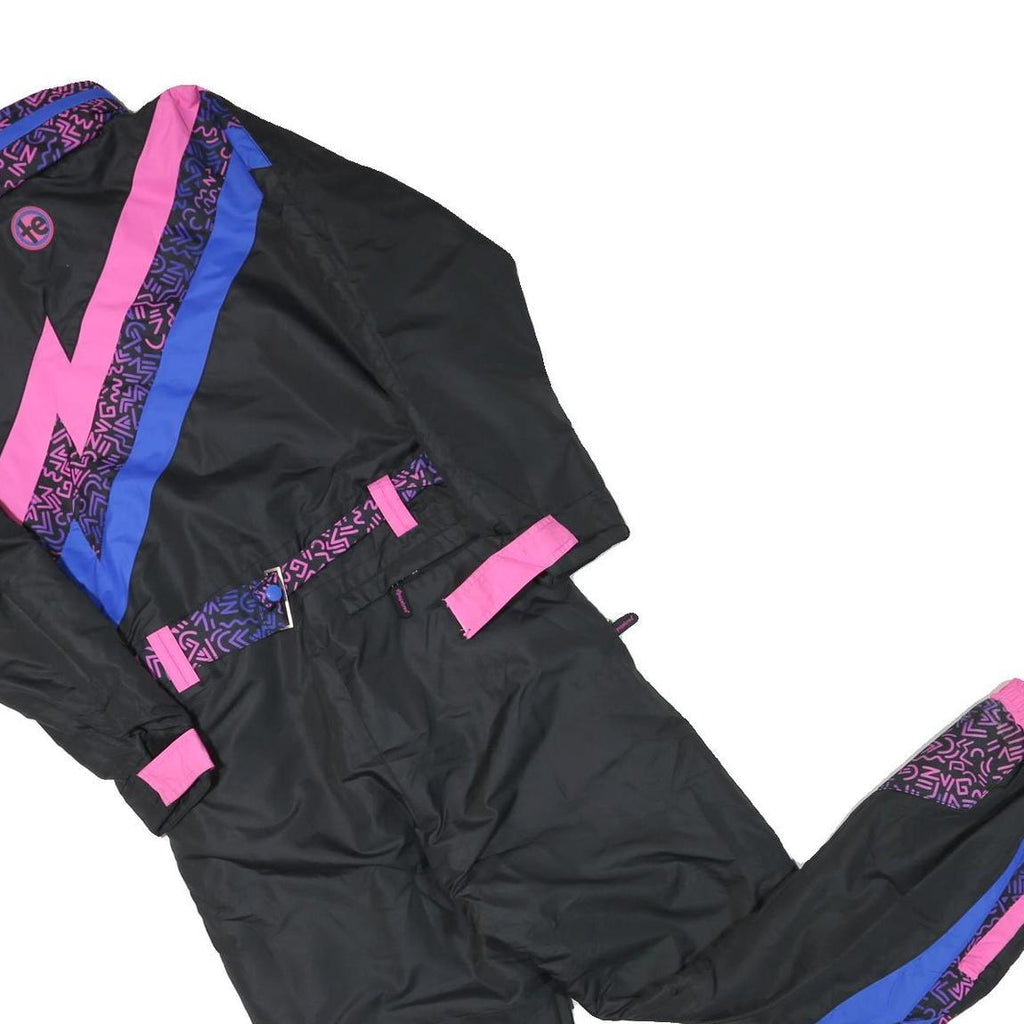 TIPSY SLEEVE Womens Black & Pink Blue Contrast Dungarees XS W36 L28 Retro