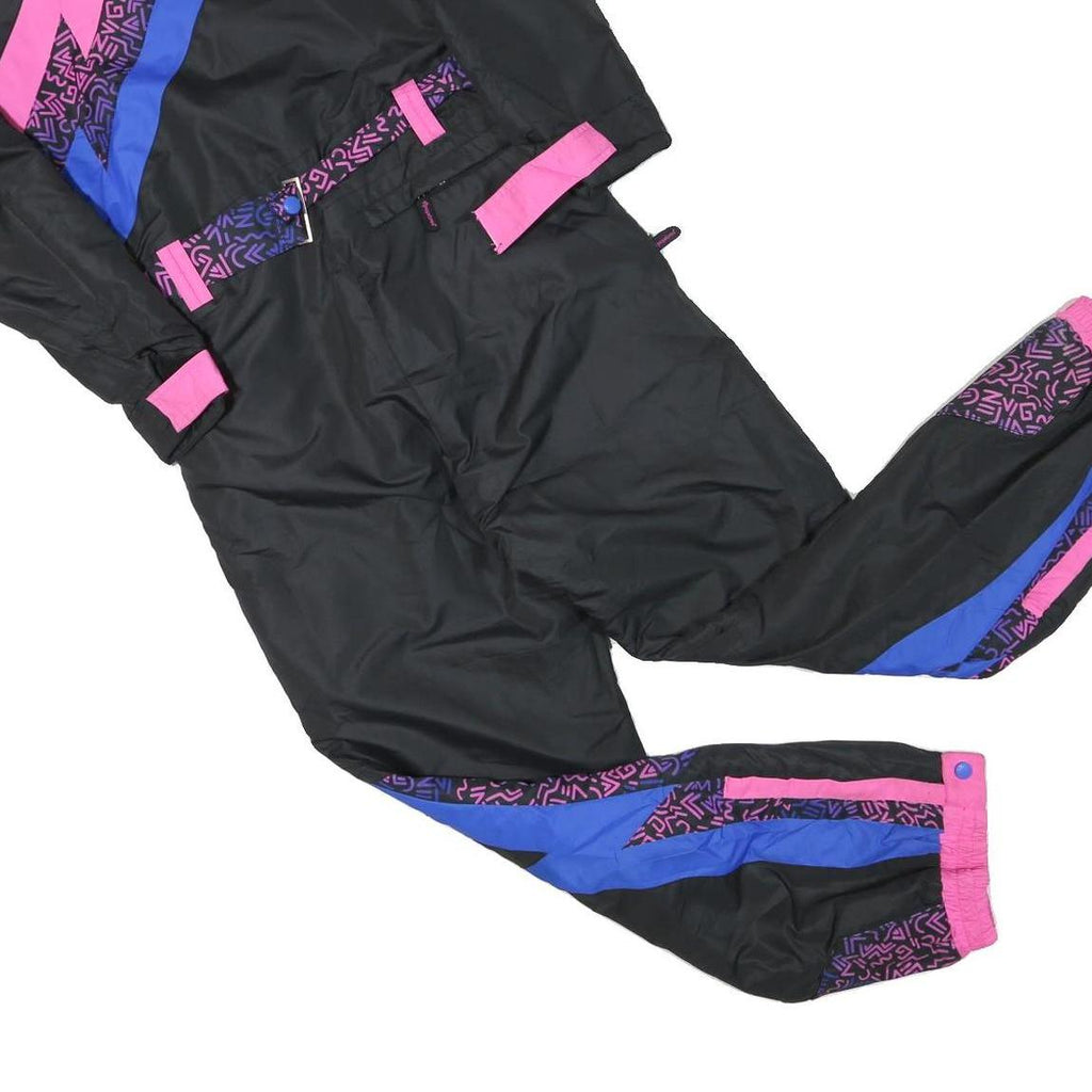 TIPSY SLEEVE Womens Black & Pink Blue Contrast Dungarees XS W36 L28 Retro
