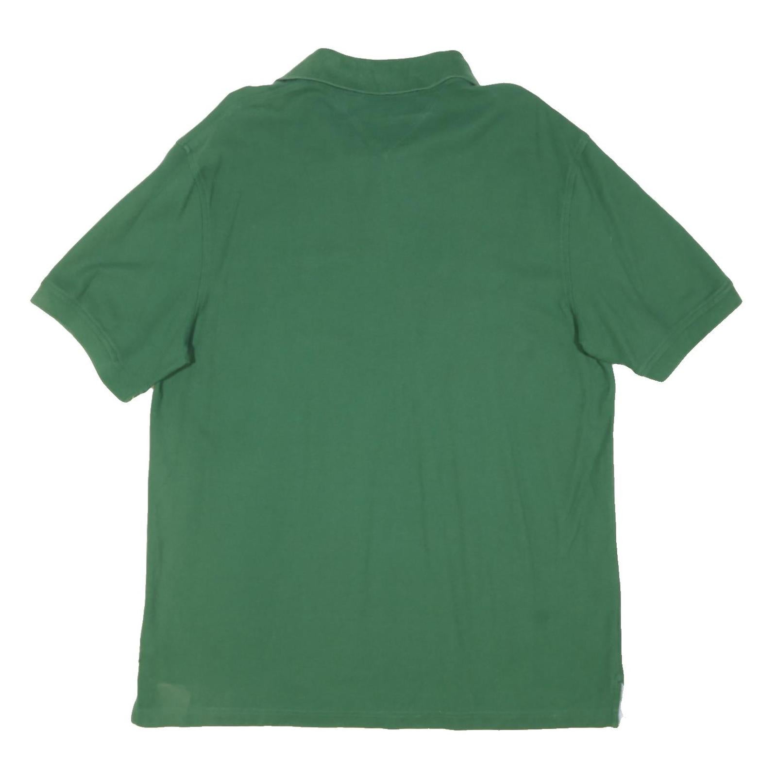 TOMMY HILFIGER Mens Green XL Short Sleeve Plain Polo Shirt Cotton Blend