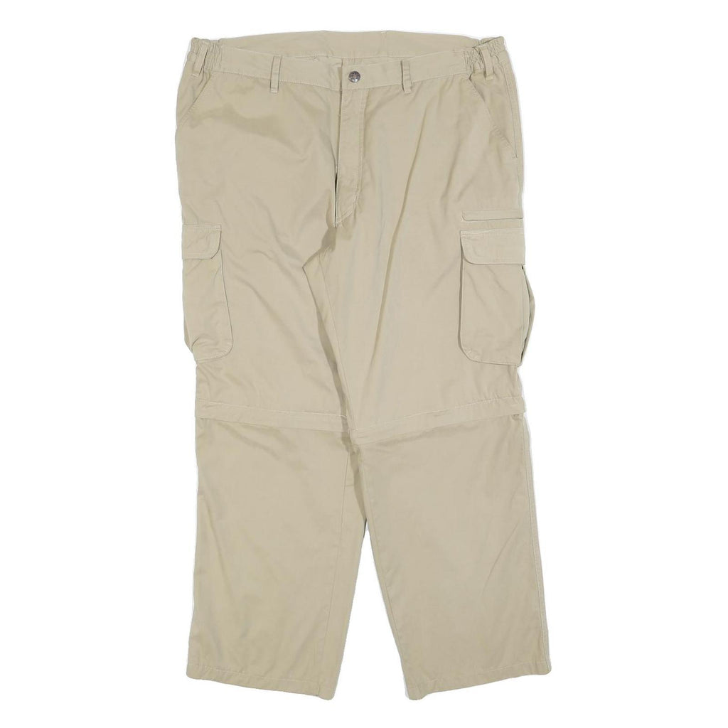 BERNWALDT Mens Polyester Blend Beige Regular Cargo Trousers W36 L28 Lightweight
